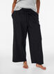 Ribatut pyjamahousut suorilla lahkeilla, Musta, Model image number 1