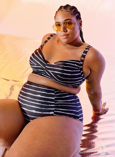 Bikiniliivi kuviolla ja kaarituella, Black White Stripe, Image image number 0