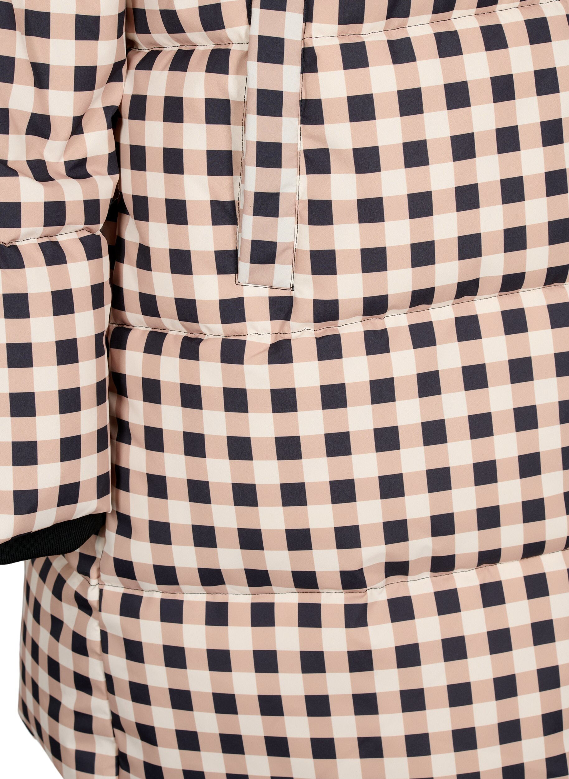 Zizzi Ruudullinen toppatakki talveksi, Black w. Nomad Check, Packshot image number 3