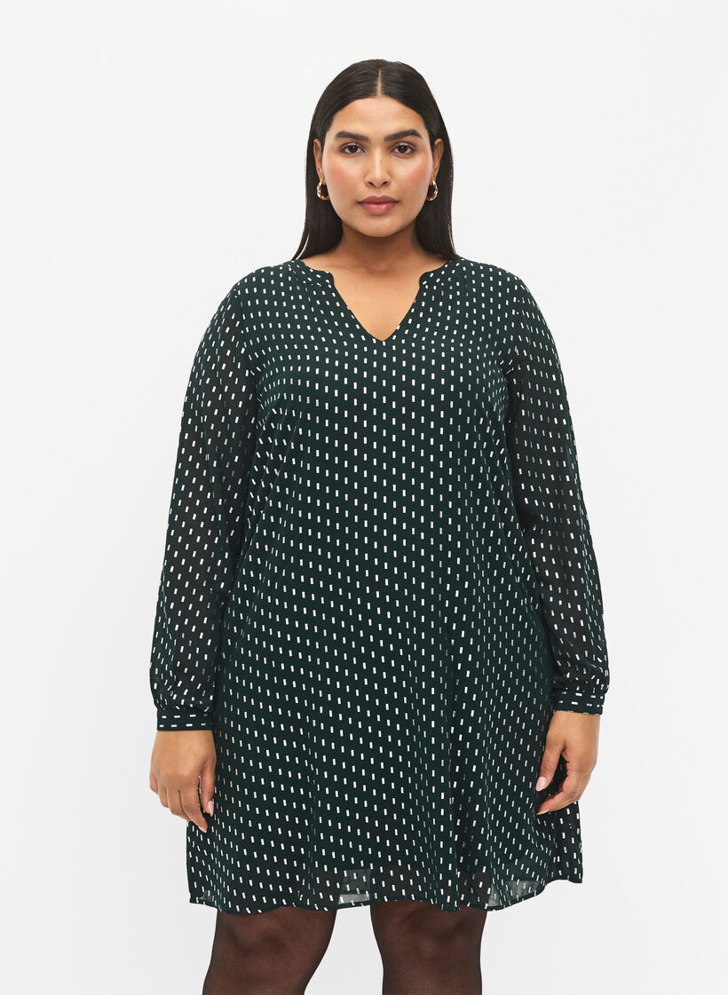 Pitkähihainen mekko, jossa on printtikuvio, Scarab w. Silver, Model image number 0