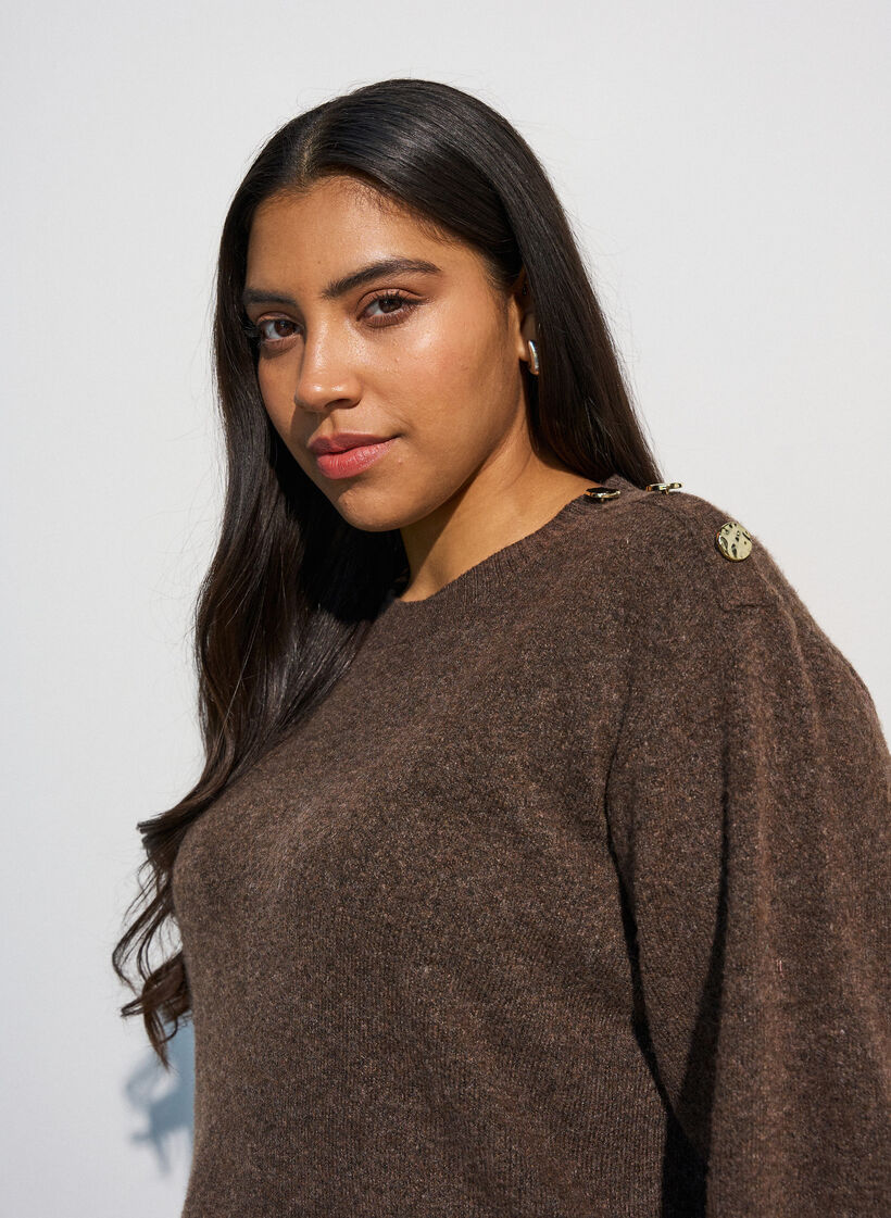 Neulepusero nappiyksityiskohdalla, Ruskea, Model image number 3