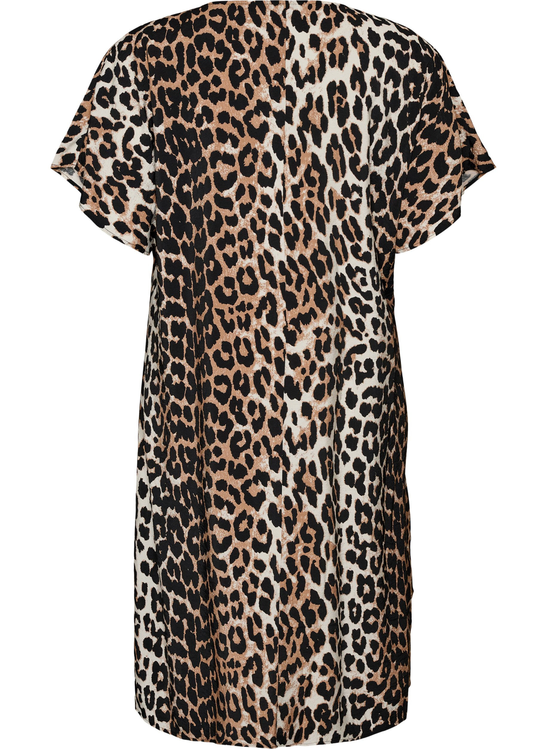 ZizziViskoosimekko, jossa on V-p&auml;&auml;ntie, Ruskea, Packshot image number 1