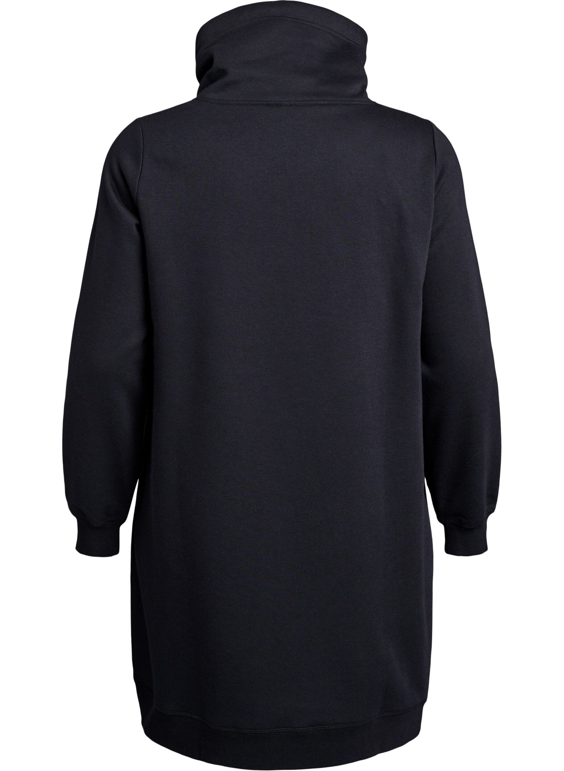 Zizzi Lyhyt swetarimekko korkealla kauluksella ja taskuilla, Musta, Packshot image number 1