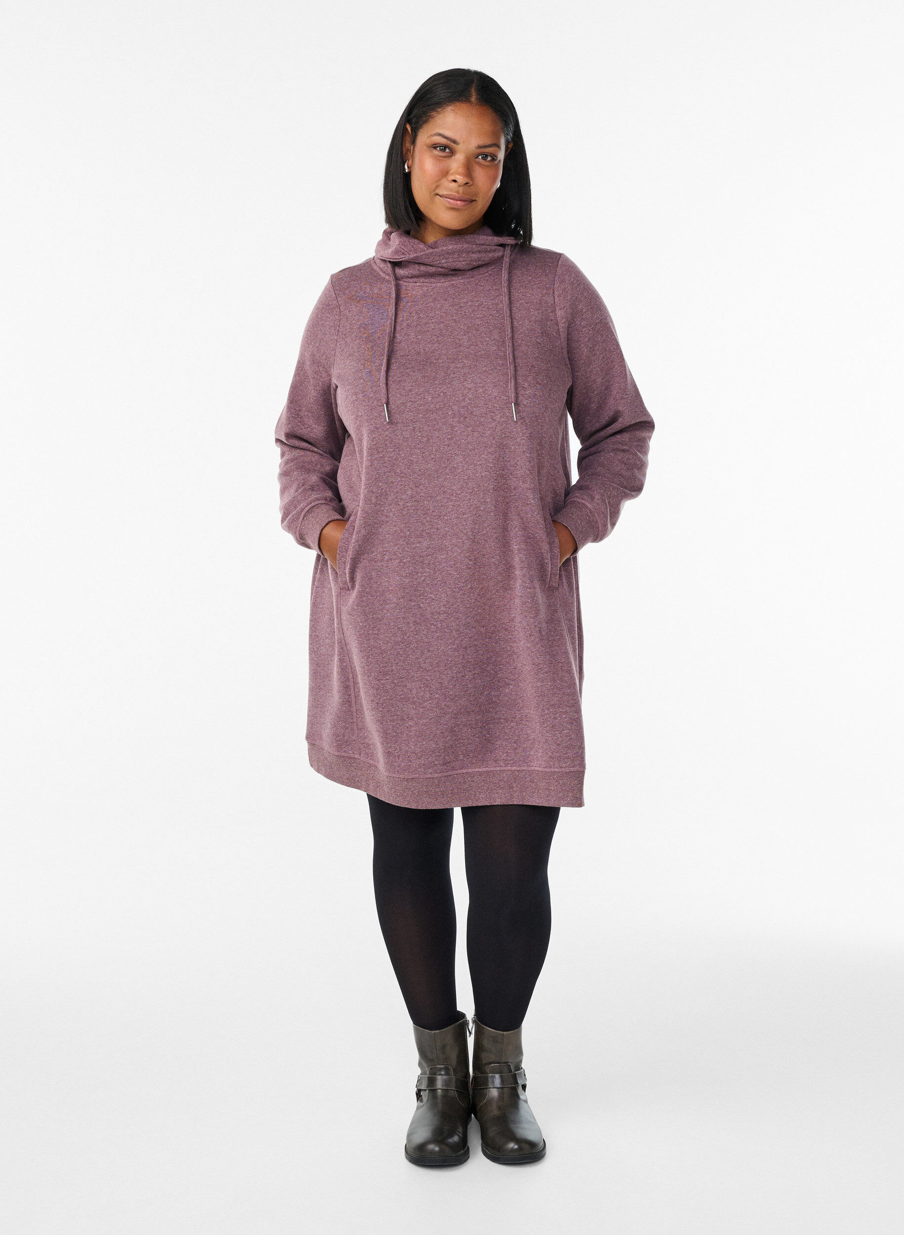 ZizziLyhyt swetarimekko korkealla kauluksella ja taskuilla, Punainen, Model image number 1