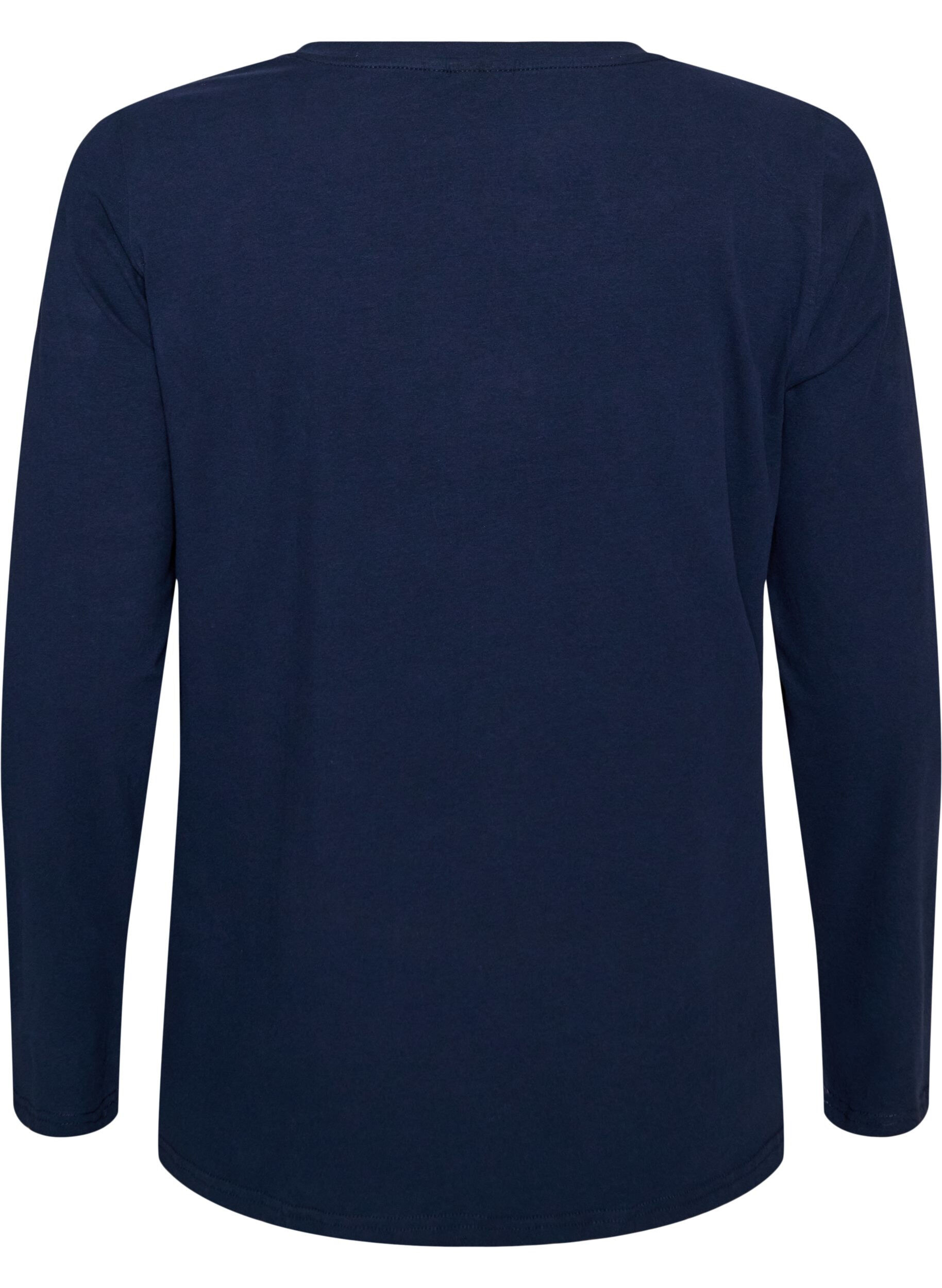 ZizziPerus jersey-paita, jossa pitk&auml;t hihat, Sininen, Packshot image number 1