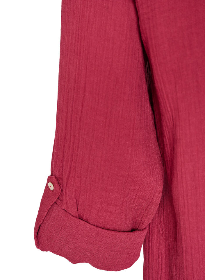 Paita puuvillamusliinissa, jossa broderie anglaise -kirjailu, Punainen, Packshot image number 3