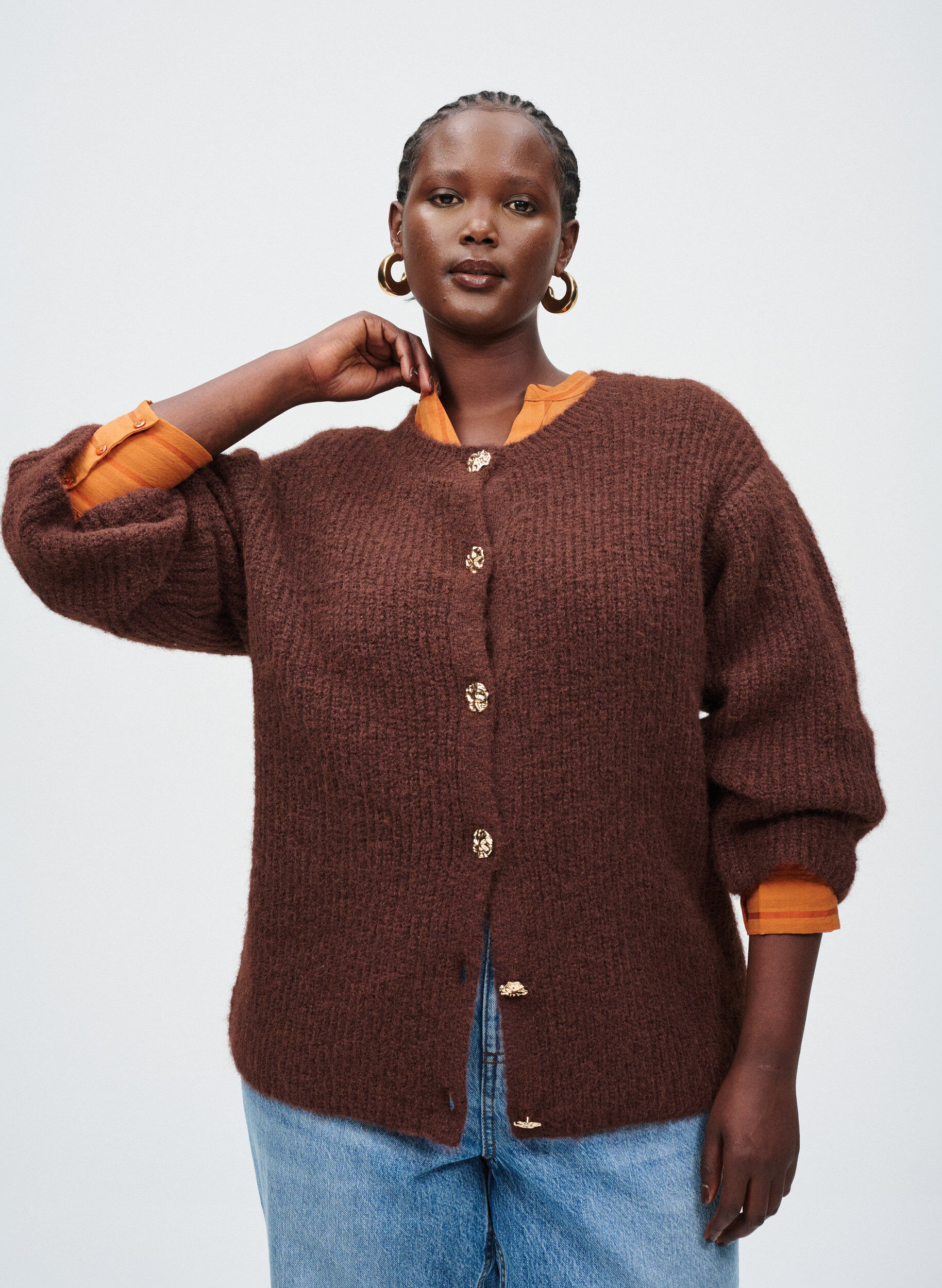 Zizzi Pystyraitainen pusero, Oranssi, Image image number 0