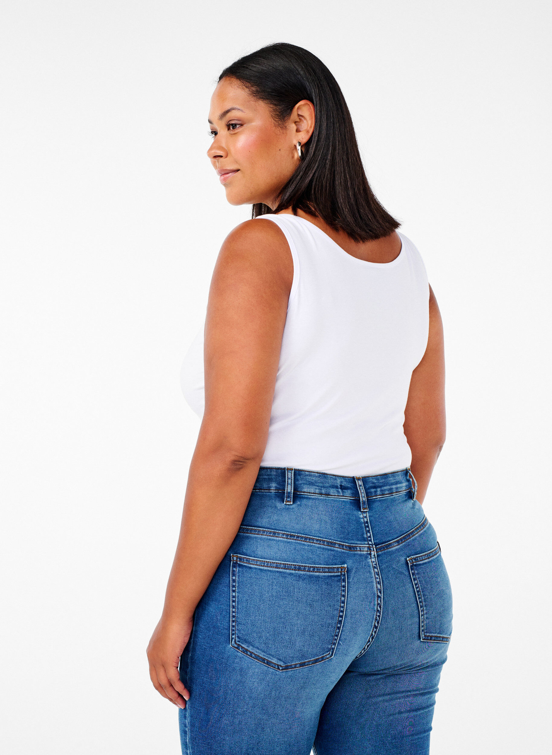 ZizziYksiv&auml;rinen perustoppi puuvillasta, Valkoinen, Model image number 2