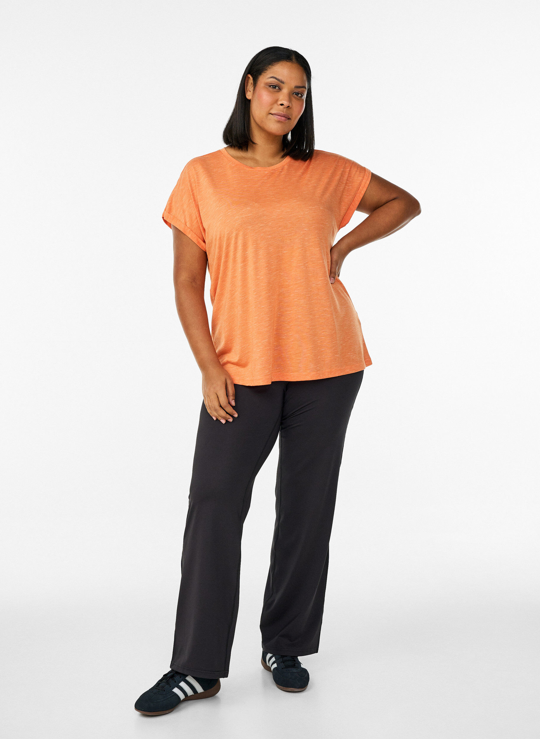 Zizzi Rento treenipaita lyhyill&auml; hihoilla, Oranssi, Model image number 1