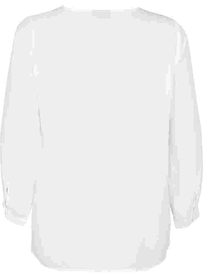 Yksivärinen paita v-aukolla, Bright White, Packshot image number 1