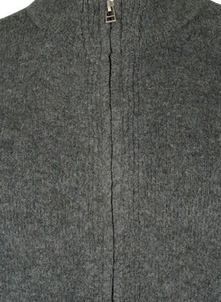 Neuletakki vetoketjulla ja taskuilla, Dark Grey Melange, Packshot image number 2