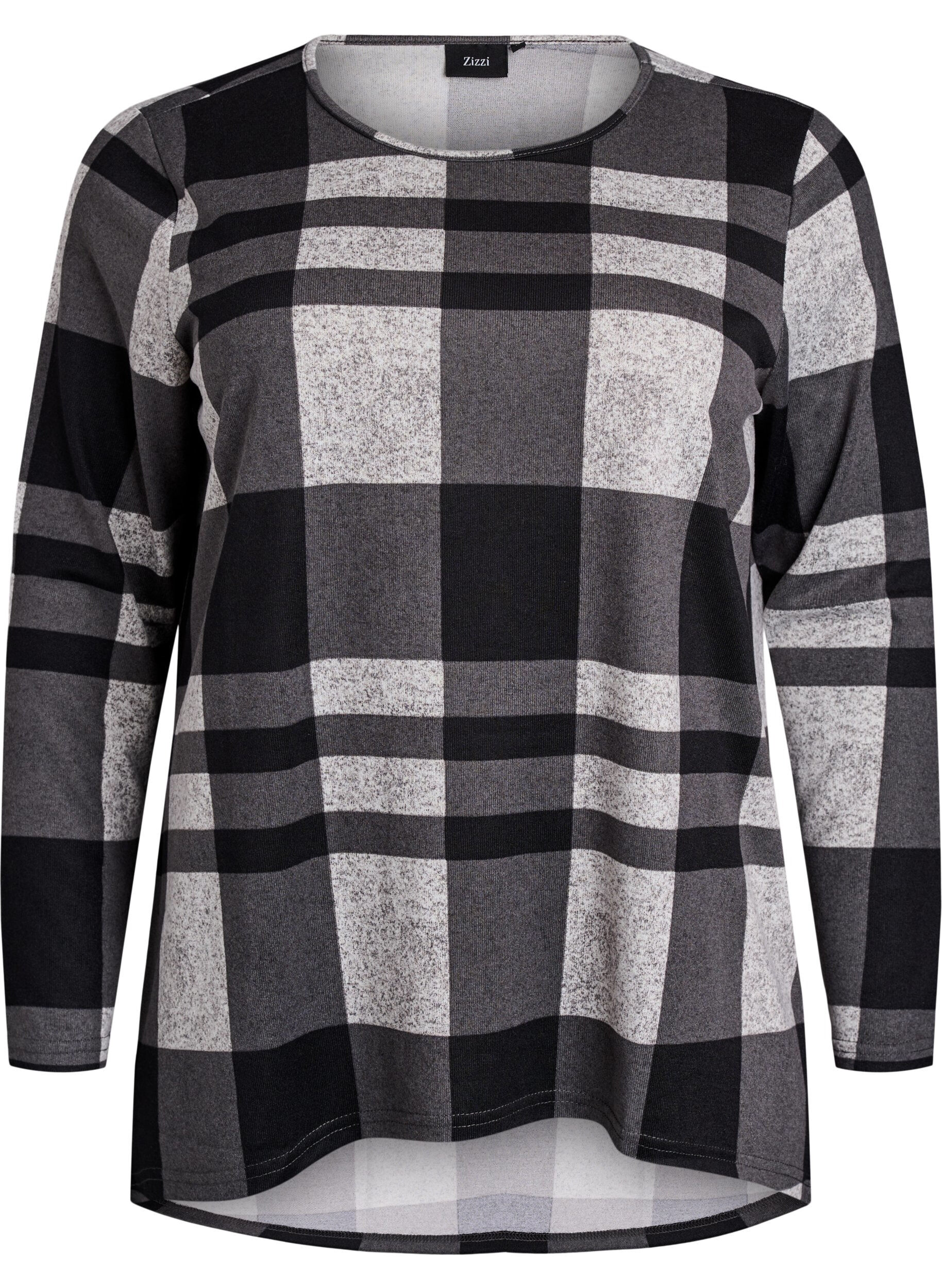 Zizzi Pitk&auml;hihainen kuviollinen pusero, Harmaa, Packshot image number 0