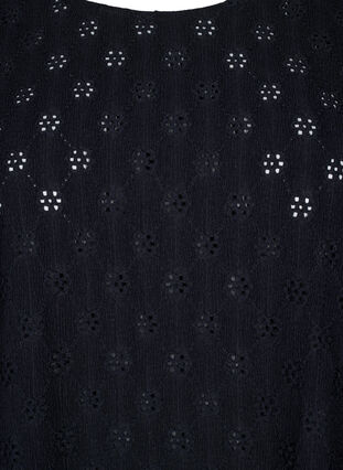 Lyhythihainen pusero, jossa on reikäkuvio, Black, Packshot image number 2