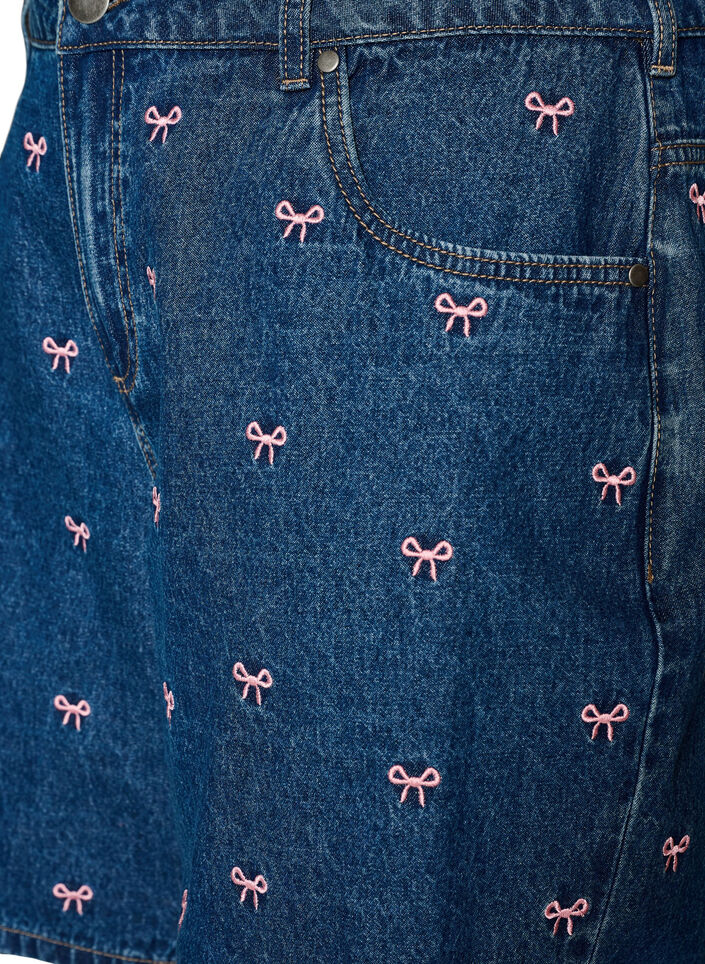 Kirjailut denimshortsit, Sininen, Packshot image number 2