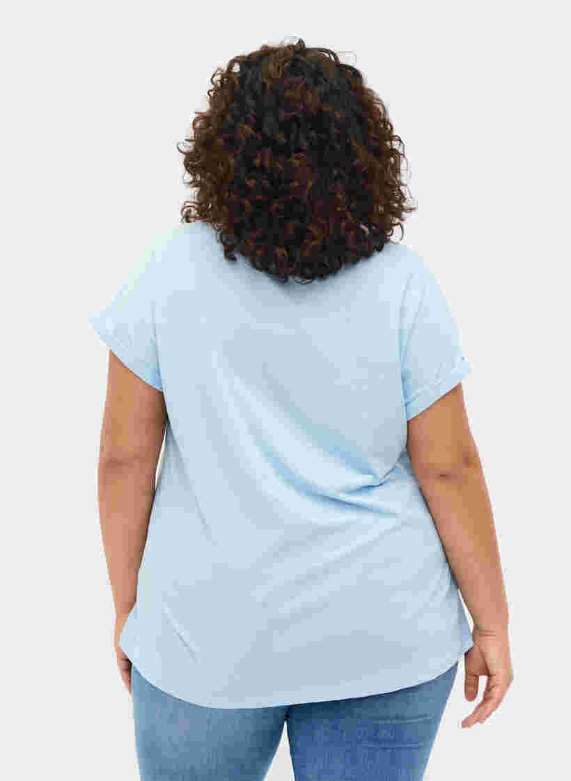 Lyhythihainen t-paita puuvillasekoitteesta, Chambray Blue , Model image number 1