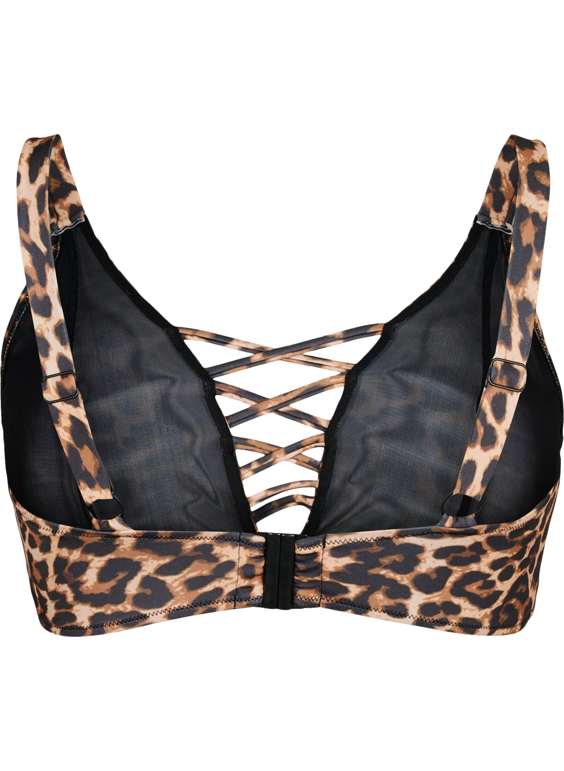 Zizzi Bikiniyl&auml;osa leopardikuosilla ja nauhayksityiskohdalla, Autentic Leopard, Packshot image number 1