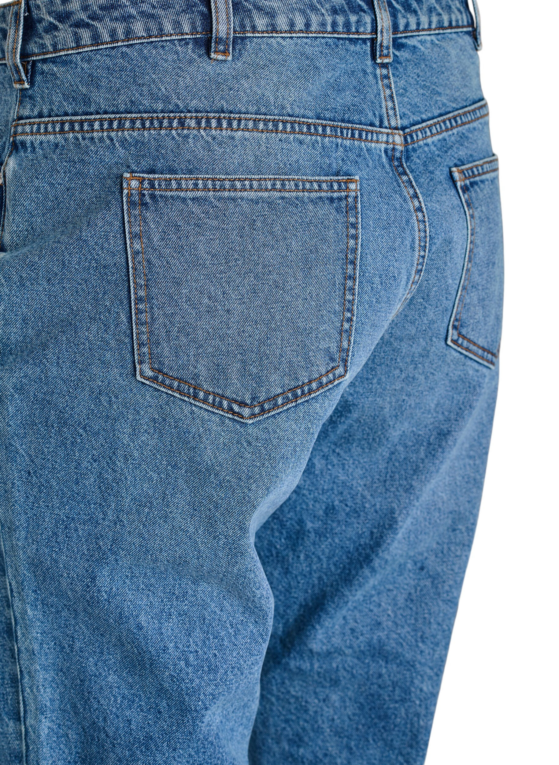 ZizziMille Mom Fit -farkut korkealla vy&ouml;t&auml;r&ouml;ll&auml;, Sininen, Packshot image number 3