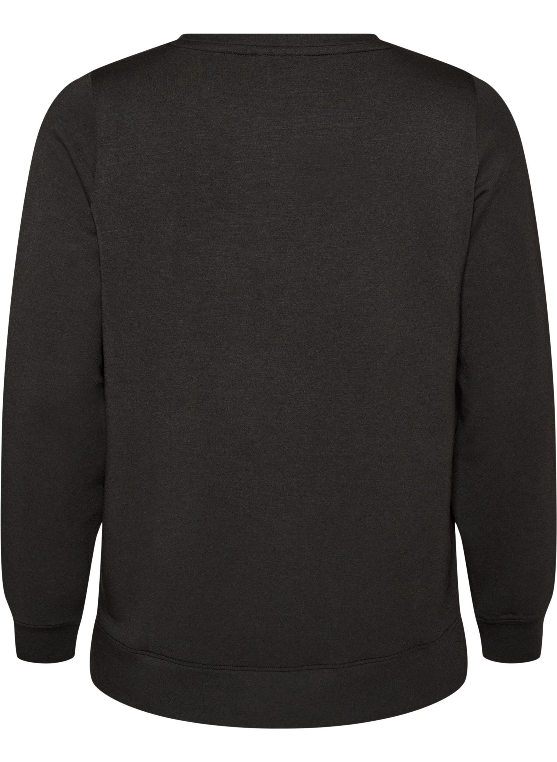 ZizziPitk&auml;hihainen jerseypusero py&ouml;re&auml;ll&auml; p&auml;&auml;ntiell&auml;, Musta, Packshot image number 1