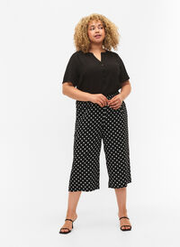 Culottes-housut kuosilla, Black w. Dots, Model