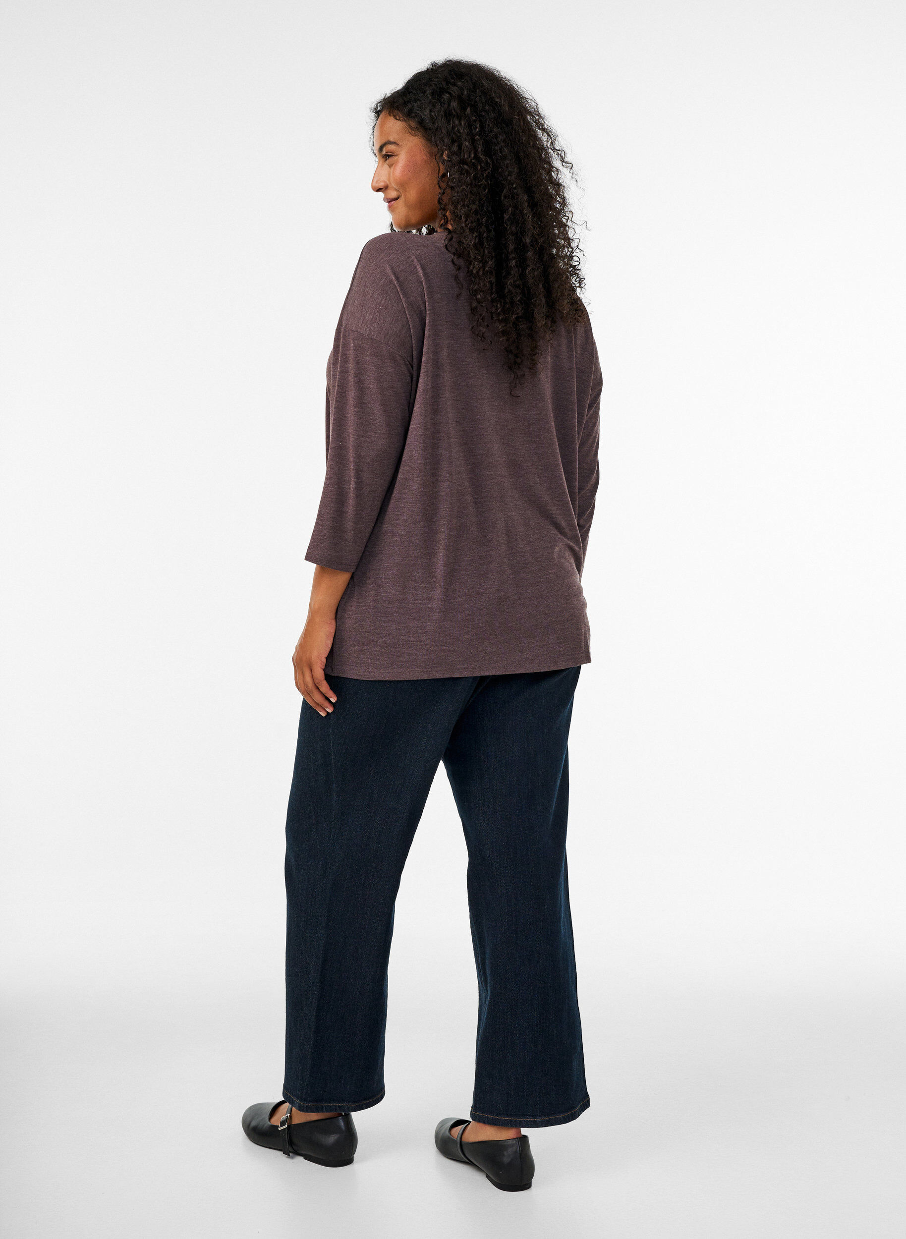ZizziJerseypusero 3/4-hihoilla, Ruskea, Model image number 2