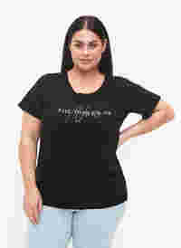 Lyhythihainen puuvillainen t-paita joustoreunuksella , Black W. Now, Model