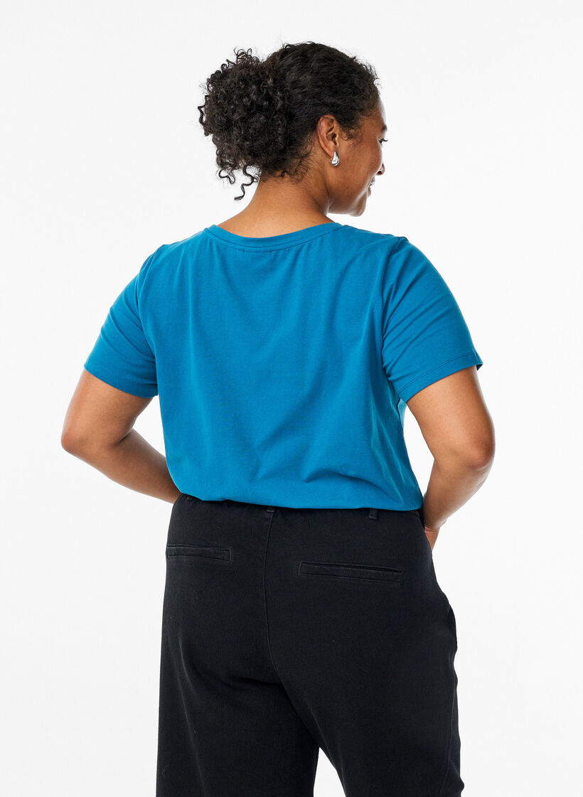 Perus puuvillainen t-paita, Sininen, Model image number 2