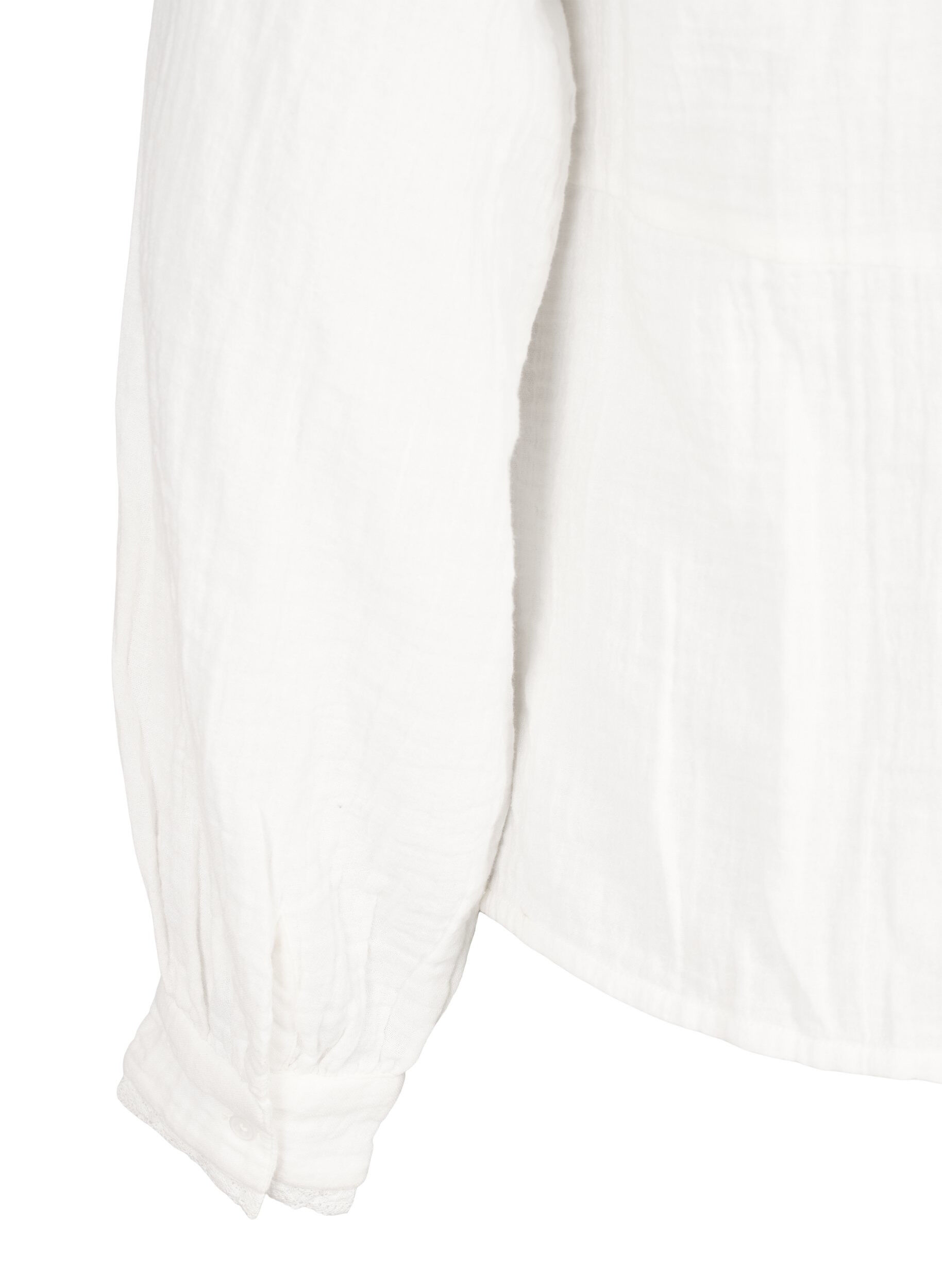 Zizzi Puuvillamusliininen paitapusero virkkausyksityiskohdilla, Valkoinen, Packshot image number 3