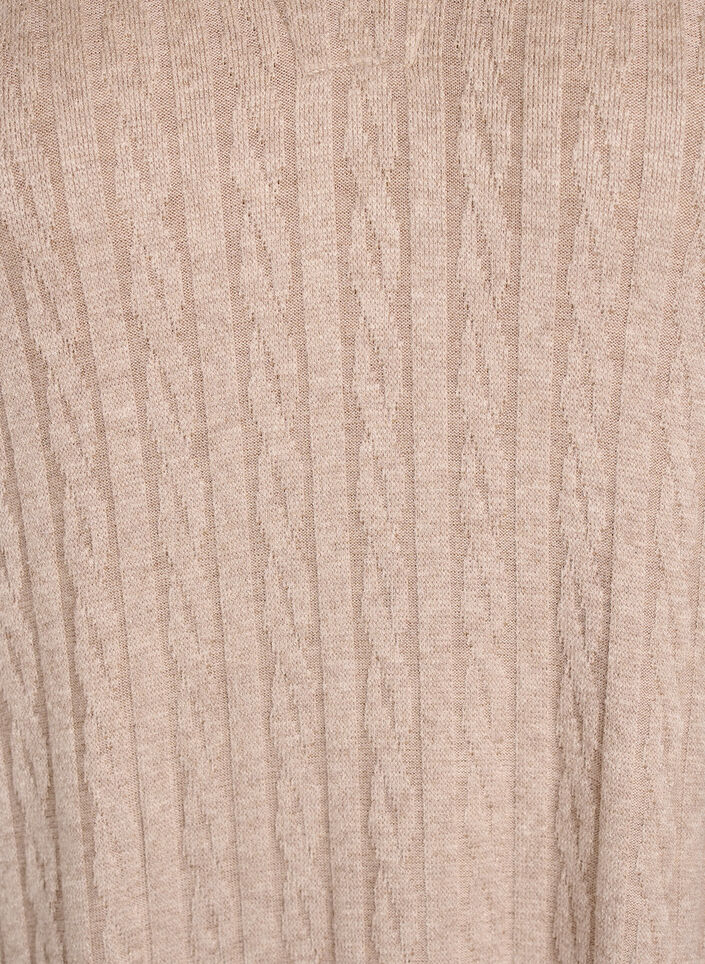 Mekko kaapelikuviolla ja v-pääntiellä, Beige, Packshot image number 2
