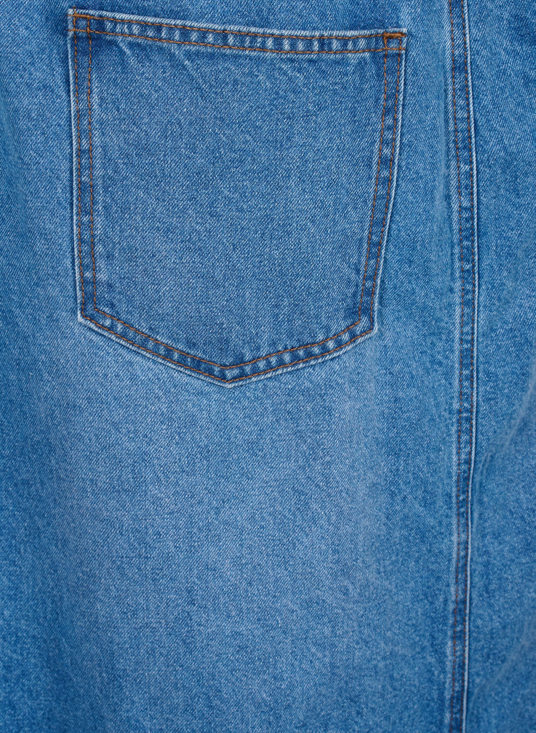 Zizzi Midi-farkkumekko henkseleill&auml;, Blue Denim, Packshot image number 4