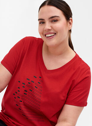 Puuvillainen t-paita treeniin painatuksella, Haute Red, Model image number 2