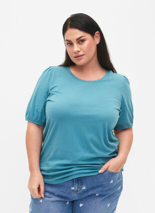 Puuvillainen t-paita 2/4-hihoilla, Brittany Blue, Model image number 0