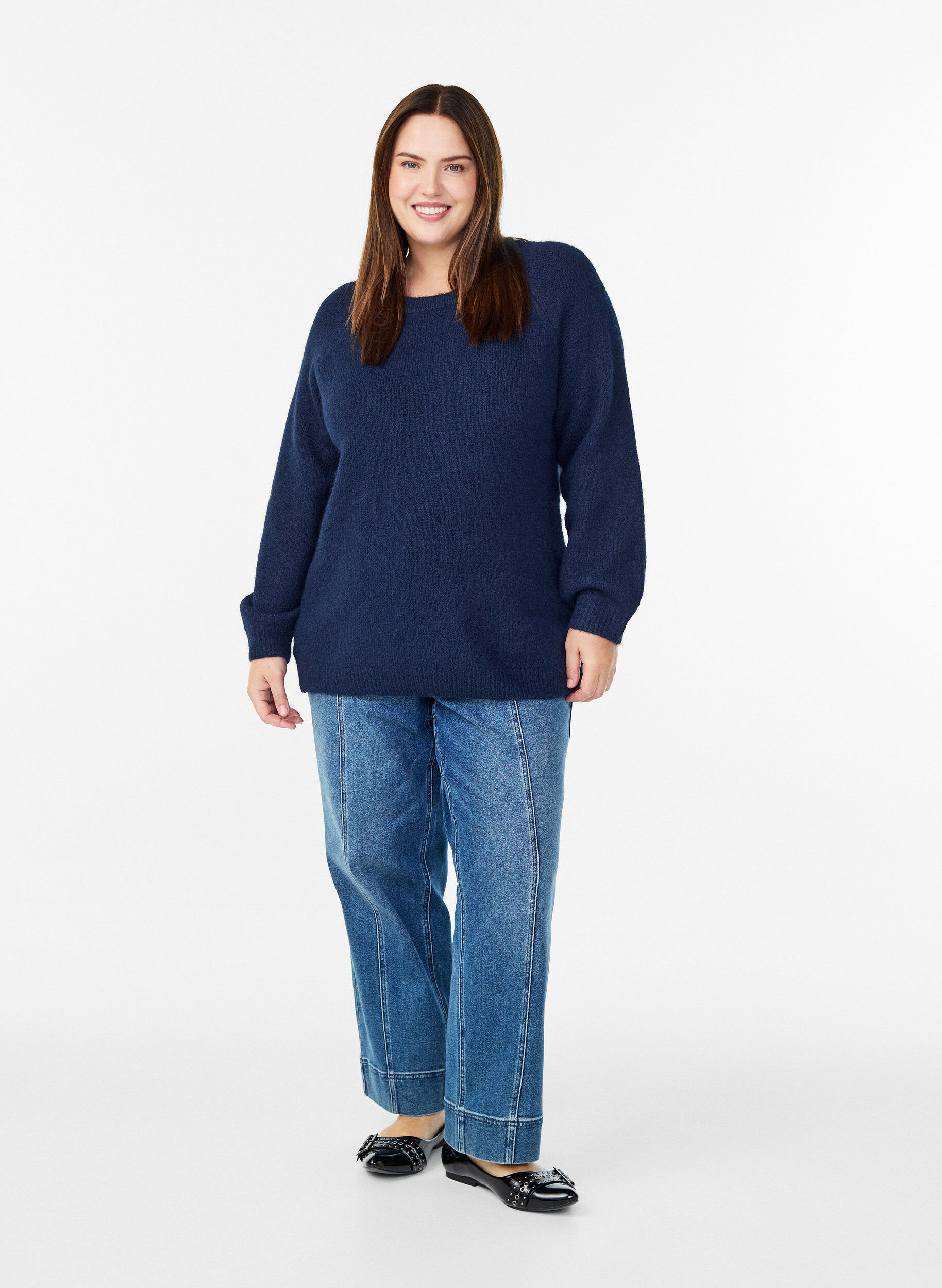 Zizzi Neulepusero reglanhihoilla, Sininen, Model image number 1