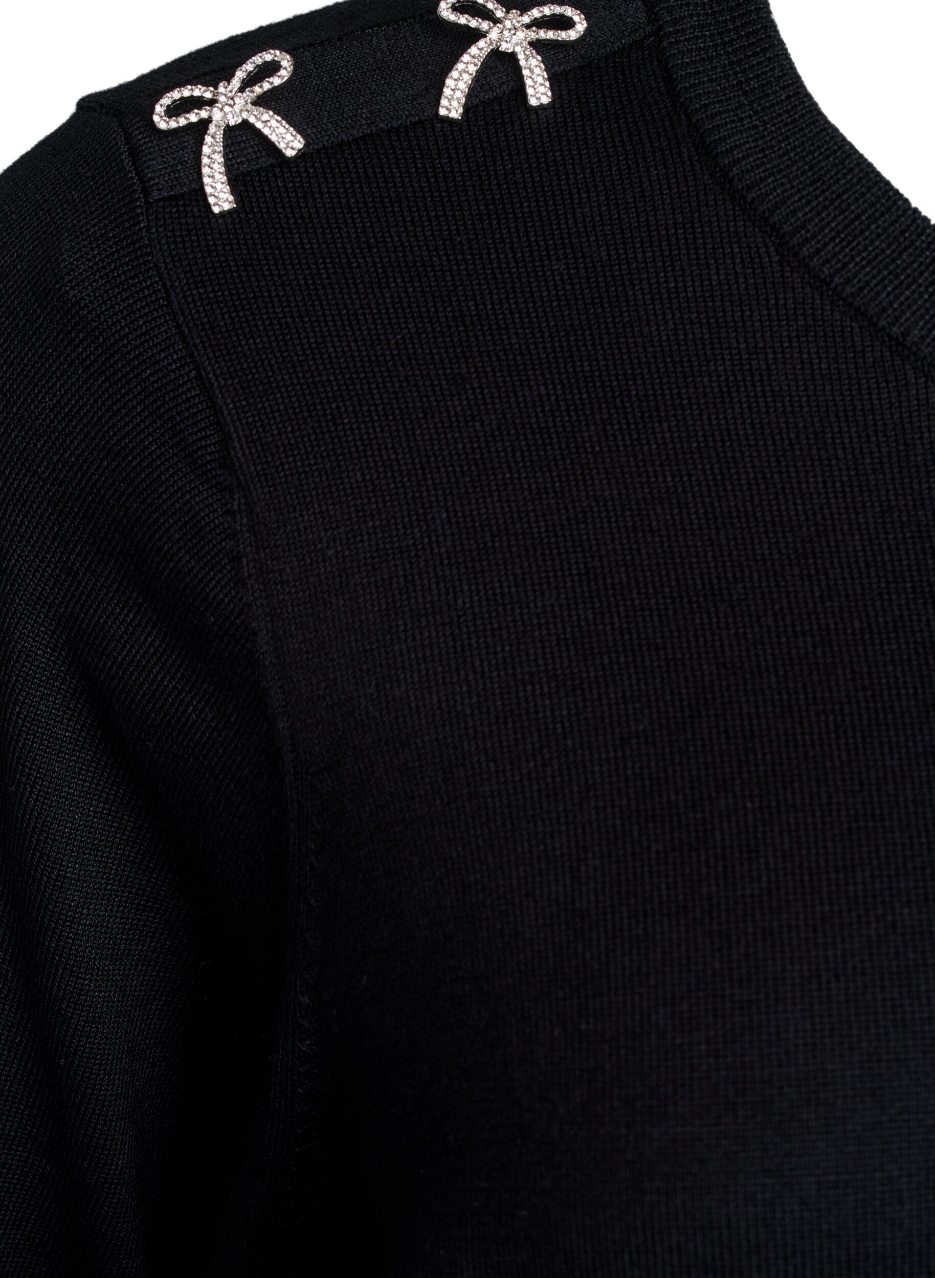 Zizzi Lyhythihainen neulepaita pienill&auml; ruseteilla, Musta, Packshot image number 3