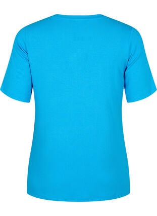 Ribattu t-paita viskoosista, Ibiza Blue, Packshot image number 1