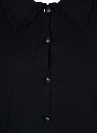 Neuletakki röyhelökauluksella ja taskuilla, Black, Packshot image number 2