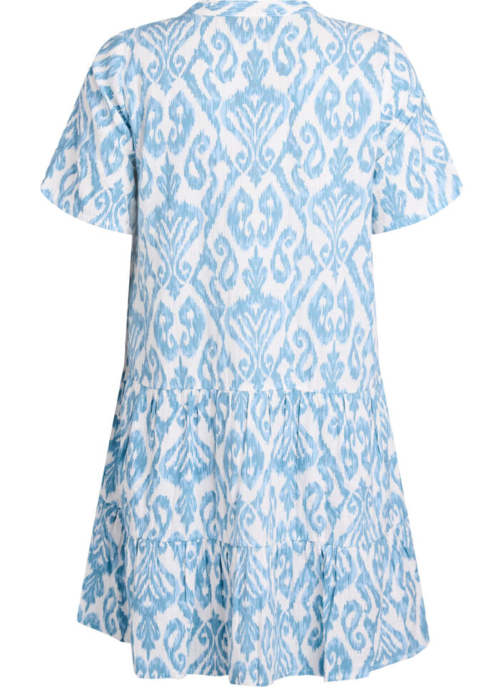 Lyhyt A-linjainen mekko puuvillamusliinista, Vanilja, Packshot image number 1