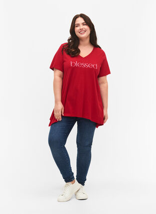 Lyhythihainen puuvillainen t-paita, Barbados Cherry BLES, Model image number 2