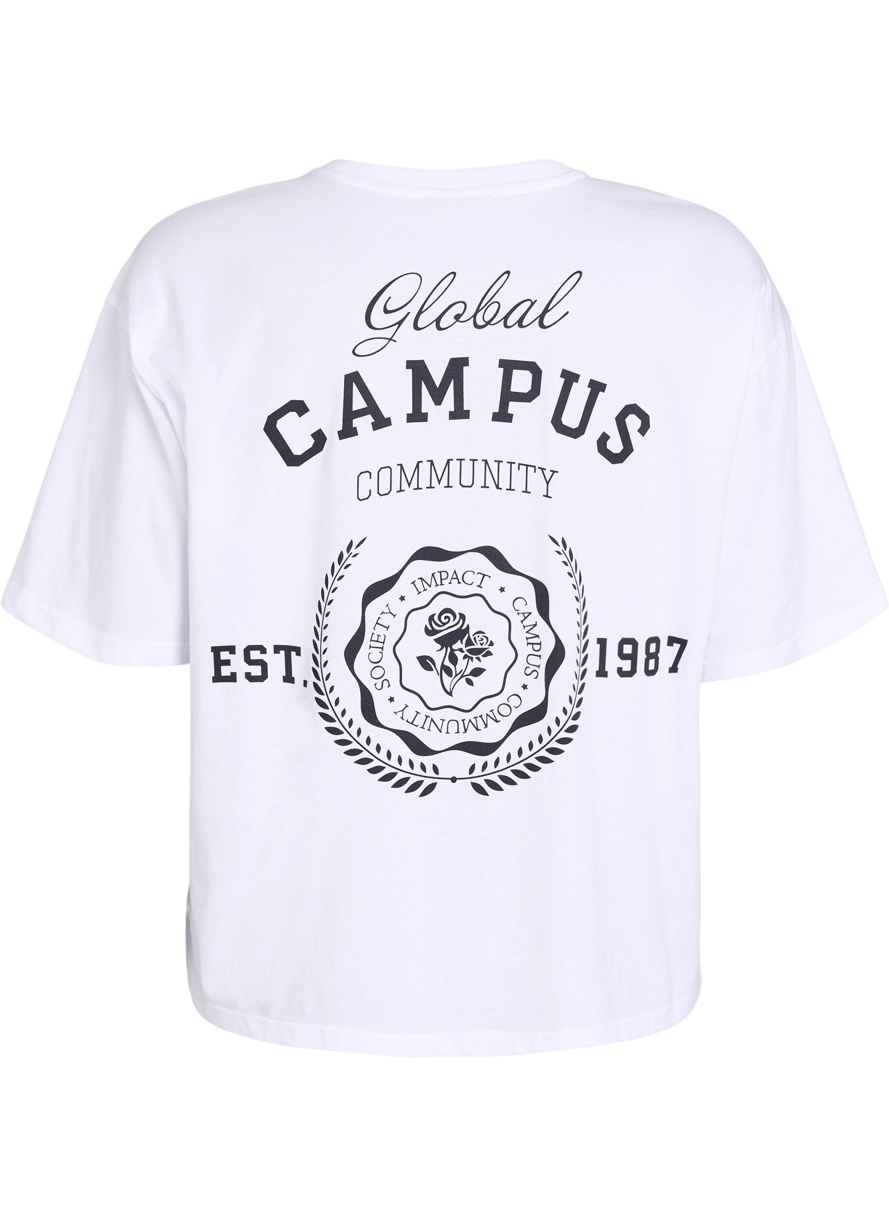 Zizzi Ylimitoitettu T-paita, jossa on kuva selk&auml;puolella, Valkoinen, Packshot image number 1