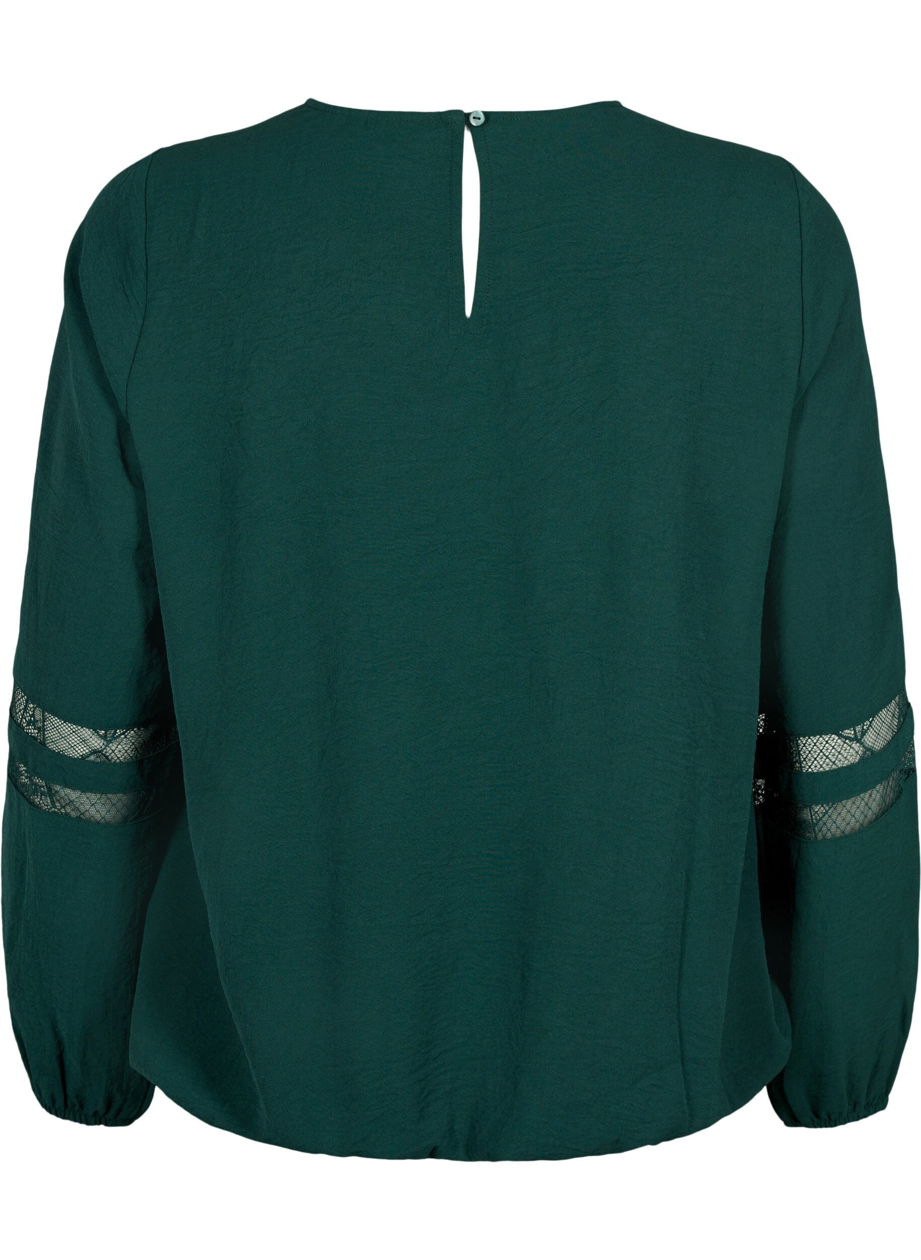 Zizzi Pitk&auml;hihainen pusero, jossa on pitsi&auml;, Scarab, Packshot image number 1