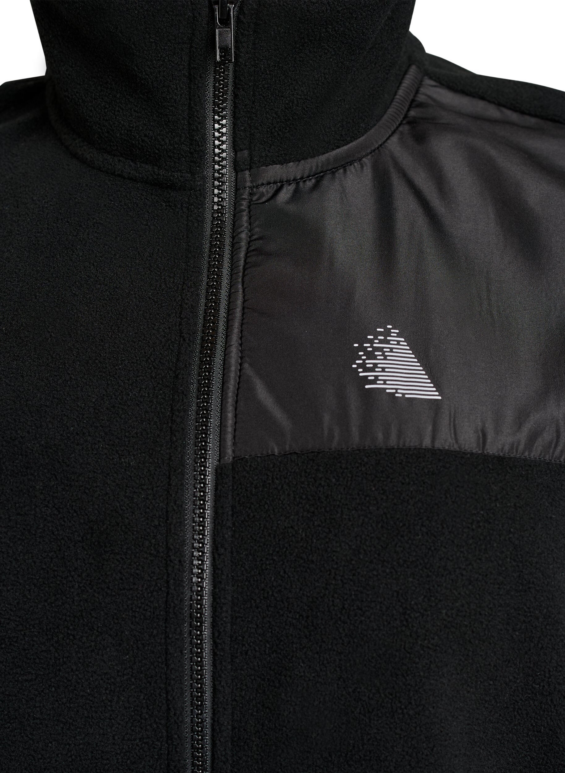 ZizziFleece-liivi korkealla kauluksella ja kiristysny&ouml;rill&auml; helmassa, Musta, Packshot image number 2