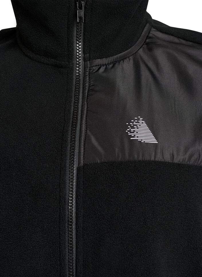 Fleece-liivi korkealla kauluksella ja kiristysny&ouml;rill&auml; helmassa, Musta, Packshot image number 2