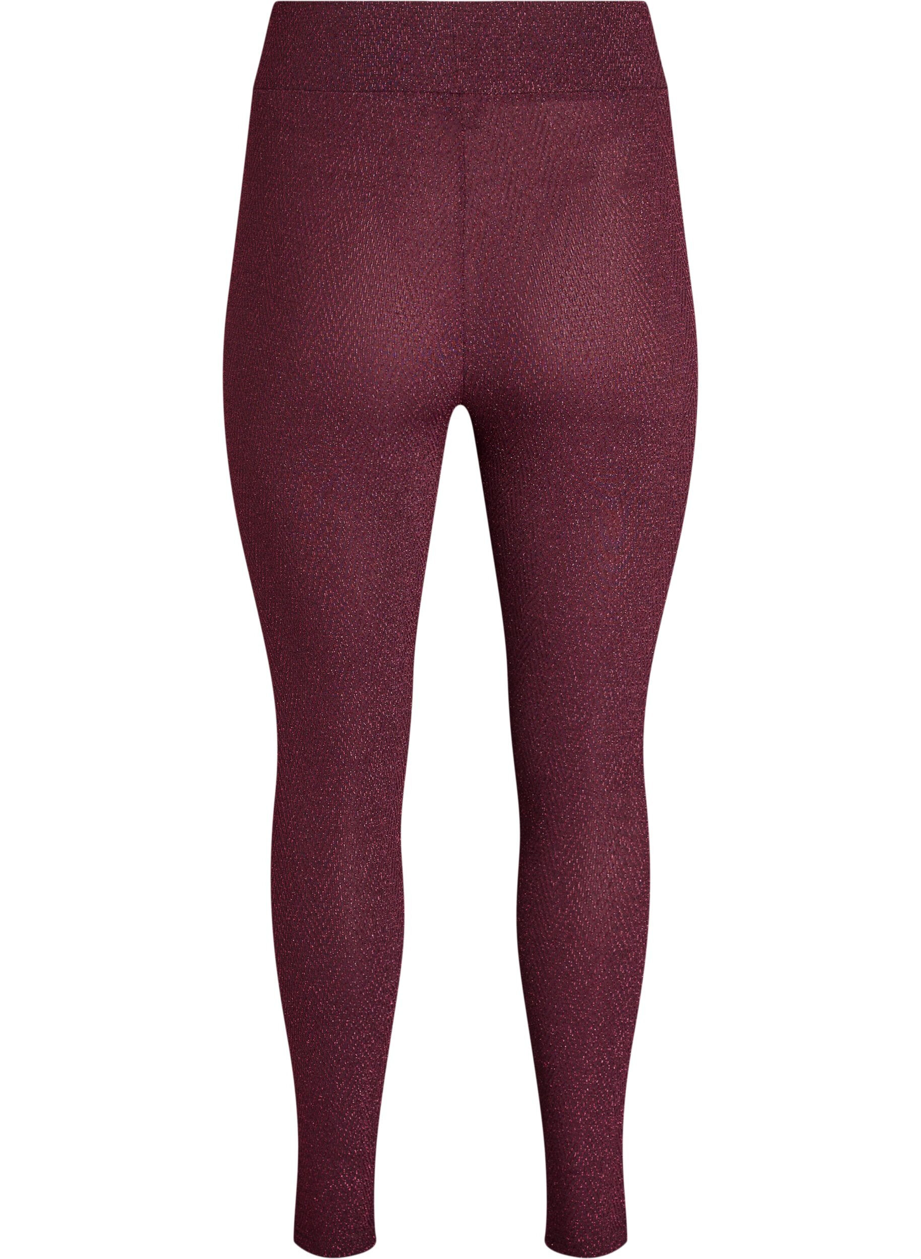 Zizzi Leggingsit glitterkuviolla, Tumma Bordeaux, Packshot image number 1