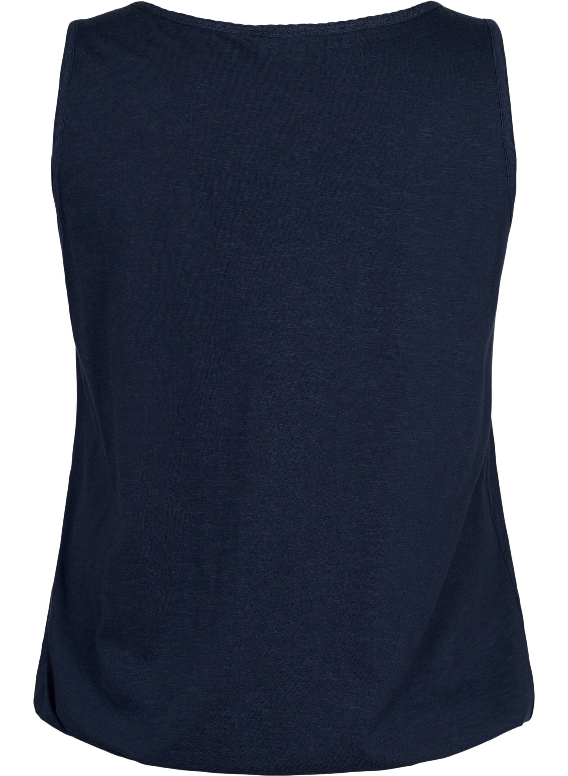 Zizzi Puuvillatoppi pitsikantilla, Navy Blazer, Packshot image number 1