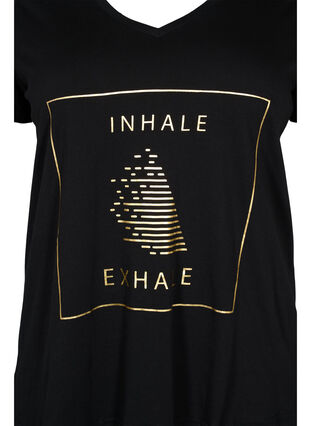 Puuvillainen t-paita treeniin painatuksella, Black w. inhale logo, Packshot image number 2