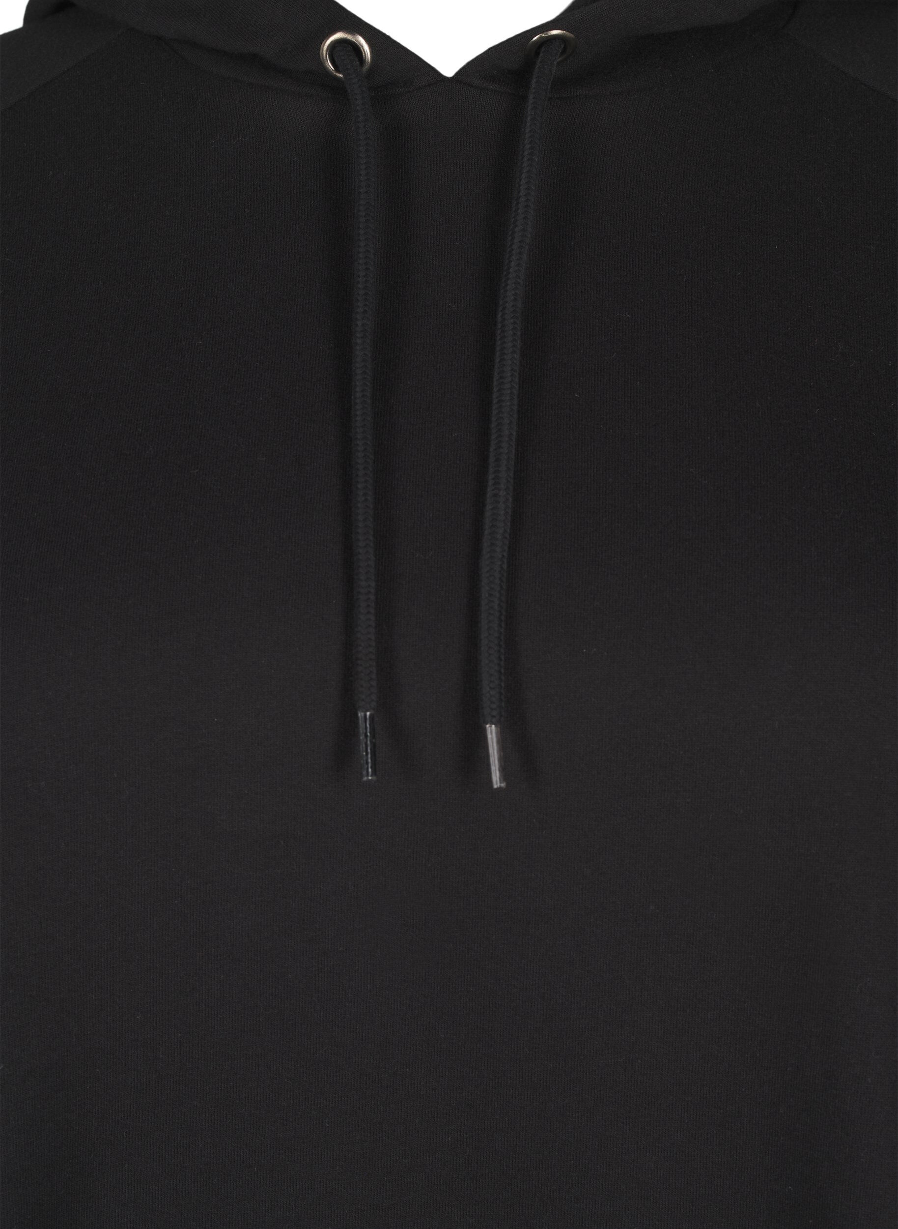 Zizzi Ylisuuri collegepaita painatuksella hihoissa, Black w. Silver, Packshot image number 2