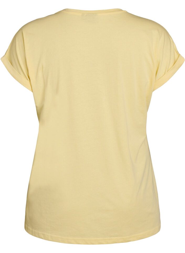Lyhythihainen puuvillasekoitteinen T-paita, Keltainen, Packshot image number 1