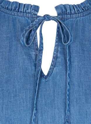 Pitkähihainen farkkumekko nyöriyksityiskohdalla, Blue denim, Packshot image number 2