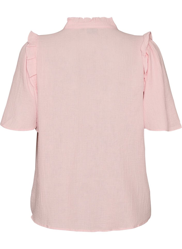 Puuvillamusliinipusero broderie anglaise -kirjonnalla ja 1/2-hihoilla, Vaaleanpunainen, Packshot image number 1