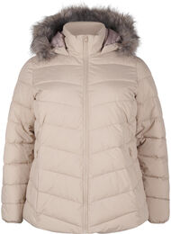 Lyhyt toppatakki hupulla, Beige