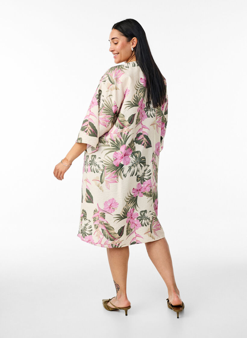 Viskoosikimono, &frac34;-mittaiset hihat, Vanilja, Model image number 2